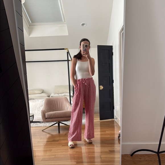 Sonderhaus Women's Red Checkered Pants - Picture 1 of 2